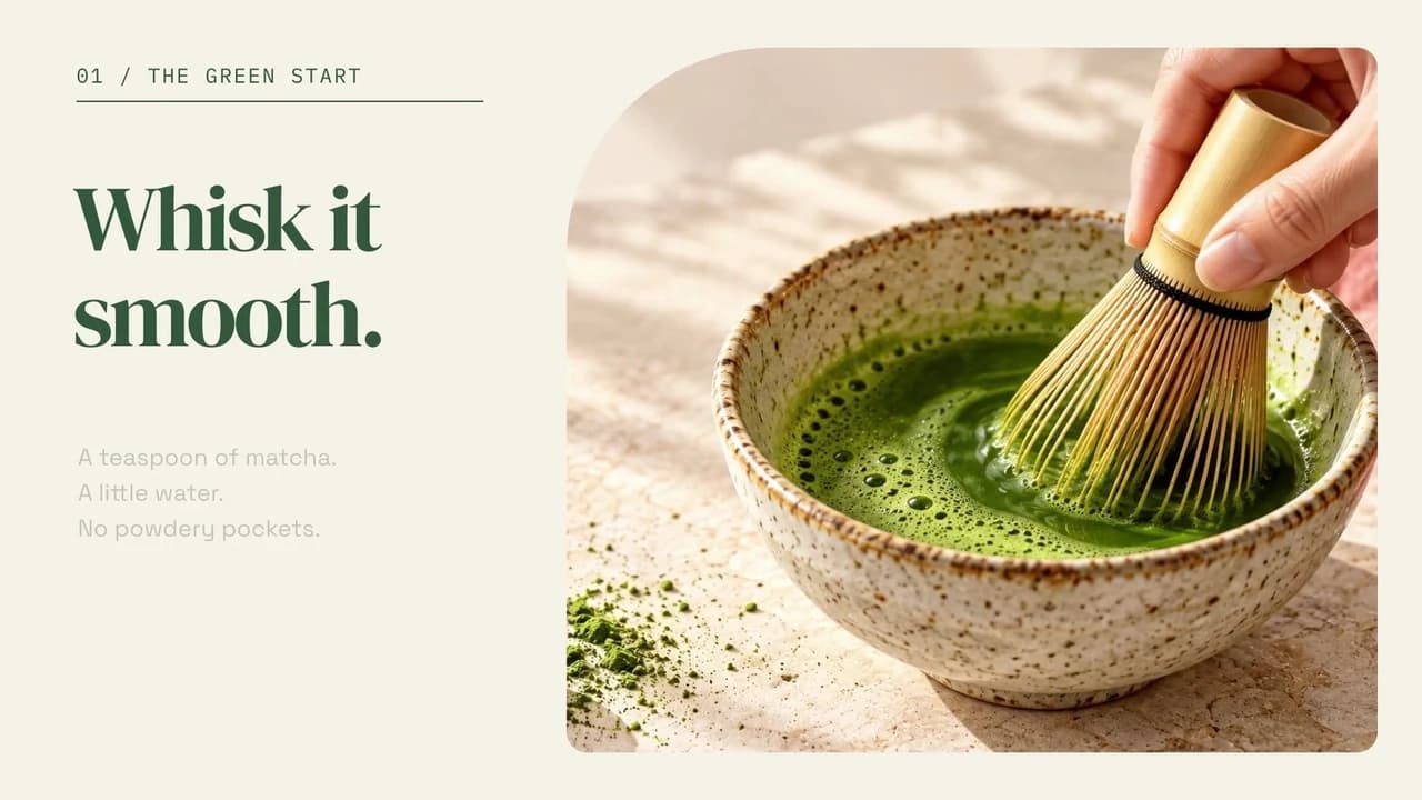 The iced matcha ritual: keyframe at 00:04