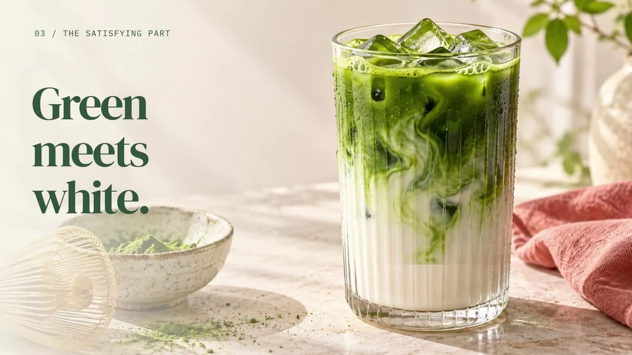 The iced matcha ritual: keyframe at 00:16